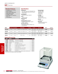 Thumbnail of document Data Sheet - MC Series, A&D Weighing Mass Comparator